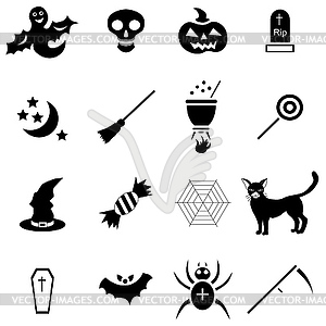 Halloween icons set in simple style - vector image