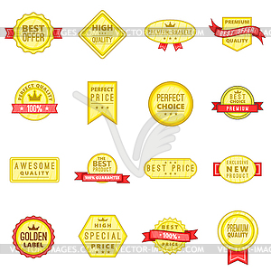 Retail label icons set in cartoon style - royalty-free vector image