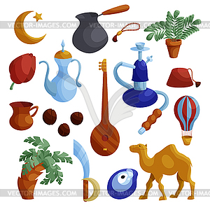 Egypt icons set, cartoon style - vector clipart