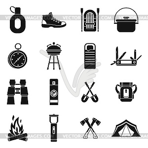 Recreation tourism icons set, simple style - vector clipart