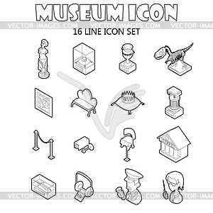 Museum icons set,outline style - vector clip art