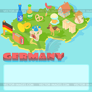 Germany map, cartoon style - vector image