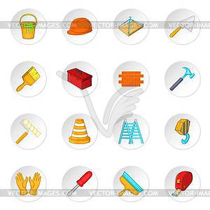 Building tools icons set, cartoon style - vector EPS clipart