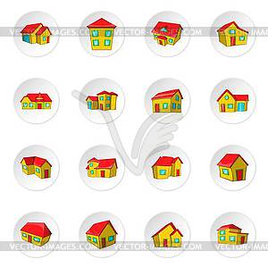 House icons, cartoon style - vector image