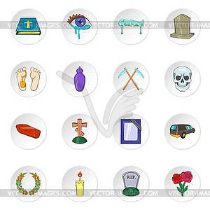 Funeral ricons, cartoon style - vector clipart