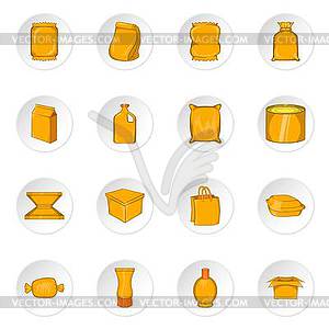 Packaging icons, cartoon style - stock vector clipart