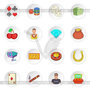 Casino icons set, cartoon style - vector clipart