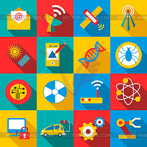 Future technologies icons set, flat style - vector EPS clipart
