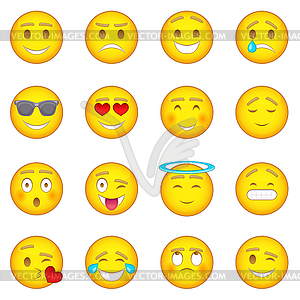 Smiles icons set, cartoon style - vector image