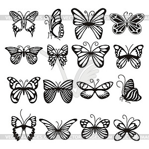 Butterfly icons set, simple style - vector image