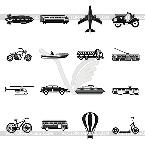 Transportation icons set, simple style - vector clipart