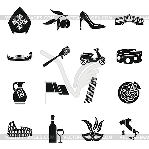 Italia icons set, simple style - vector clip art