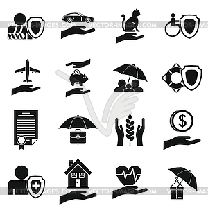 Insurance icons set, simple style - vector image