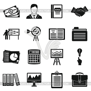 Business plan icons set, simple style - vector image