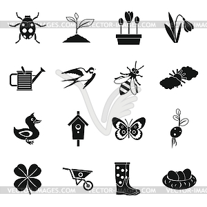 Spring icons set, simple style - vector clip art