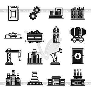 Industry icons set, simple style - royalty-free vector clipart