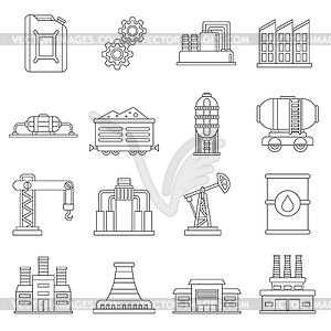 Industry icons set, outline style - vector image