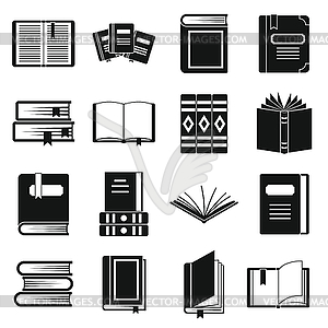 Books icons set, simple style - vector clipart