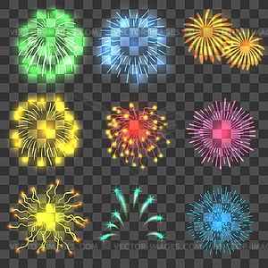 Fireworks concepts set, realistic style - vector clip art