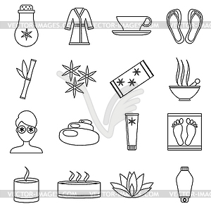 Spa icons set, outline style - vector clip art