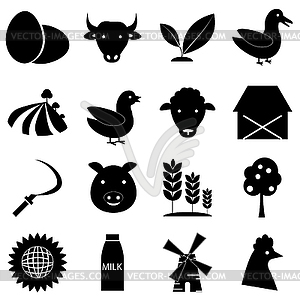 Farm icons set, simple style - vector clip art