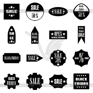 Черная пятница продажи подписывает набор иконок, простой стиль - иллюстрация в векторном формате