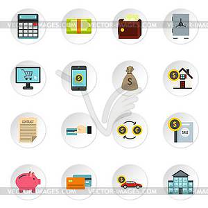 Banking icons set, flat style - vector clip art