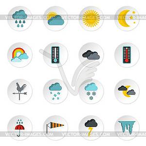 Weather icons set, flat style - vector clip art