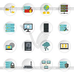 Database icons set, flat style - vector clipart / vector image