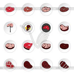 Steak icons set, flat style - vector clip art