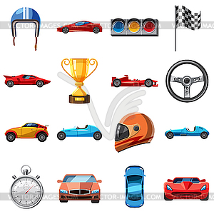 Race icons set, cartoon style - color vector clipart