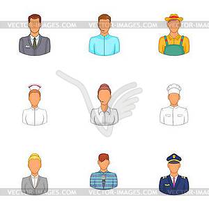 Workers icons set, cartoon style - vector image