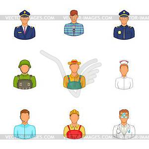 Specialty icons set, cartoon style - vector clip art