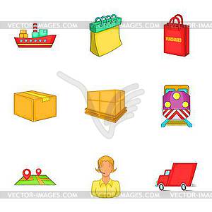 Transfer icons set, cartoon style - vector clip art