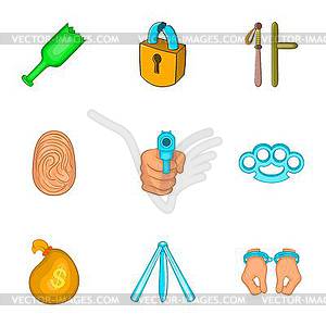 Offense icons set, cartoon style - vector clip art