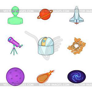 Universe icons set, cartoon style - vector clipart