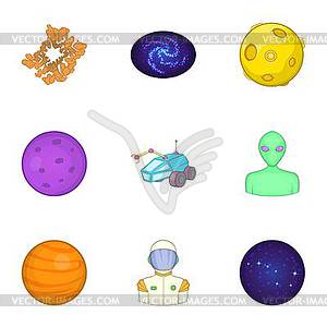 Cosmos icons set, cartoon style - vector image