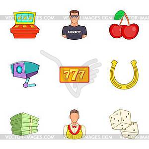 Casino icons set, cartoon style - vector clip art