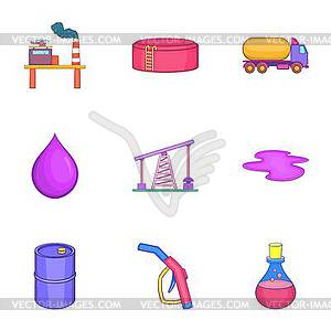 Fuel icons set, cartoon style - vector image