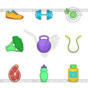 Active lifestyle icons set, cartoon style - vector image