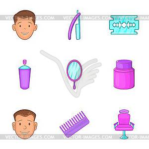 Hair cut icons set, cartoon style - vector image