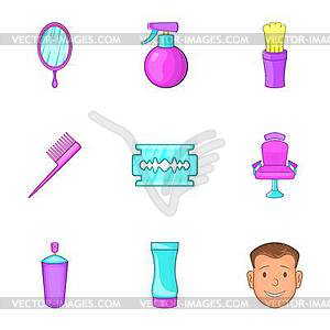Salon icons set, cartoon style - vector image