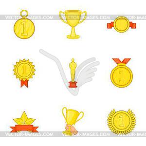 Rewarding icons set, cartoon style - vector clip art