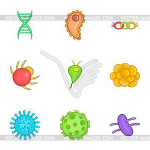 Illness icons set, cartoon style - vector image