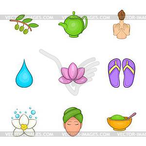 SPA icons set, cartoon style - vector clip art