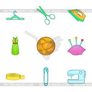 Range of tools for dressmakers icons set - vector image