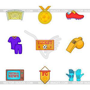 Sport icons set, cartoon style - vector image