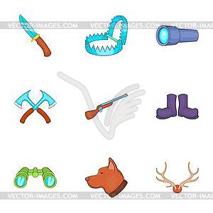 Hike icons set, cartoon style - vector clip art