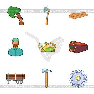 Sawing icons set, cartoon style - vector image