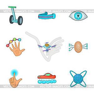 Innovative device icons set, cartoon style - vector image